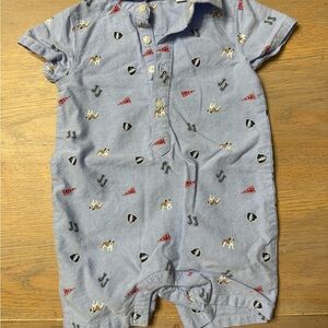 Blue Kids One Piece with Dog Print